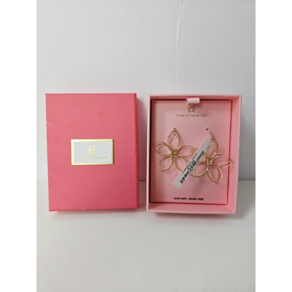 House of Harlow Earrings gold tone flower dangle